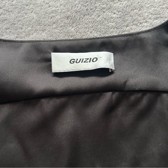 Guizio Long Sleeve Open Front Bow Top in Black - Picture 3 of 6